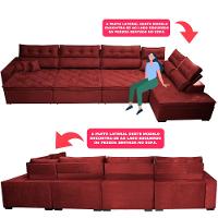 Sofá de Canto 4,80x2,36m Retrátil e Reclinável com Molas Cama inBox Platinum Direito Suede Vermelho