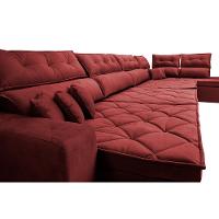 Sofá de Canto 4,80x2,36m Retrátil e Reclinável com Molas Cama inBox Platinum Direito Suede Vermelho - 5