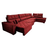 Sofá de Canto 4,80x2,36m Retrátil e Reclinável com Molas Cama inBox Platinum Direito Suede Vermelho - 7
