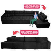 Sofá de Canto 4,80x2,36m Retrátil e Reclinável com Molas Cama inBox Platinum Direito Suede Preto