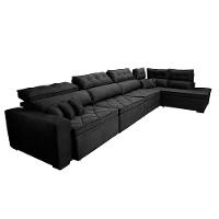 Sofá de Canto 4,80x2,36m Retrátil e Reclinável com Molas Cama inBox Platinum Direito Suede Preto - 8