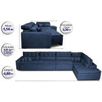Sofá de Canto 4,80x2,36m Retrátil e Reclinável com Molas Cama inBox Platinum Direito Suede Azul - 2