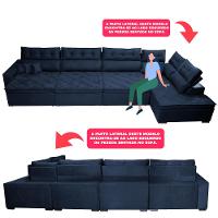 Sofá de Canto 4,80x2,36m Retrátil e Reclinável com Molas Cama inBox Platinum Direito Suede Azul