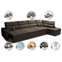 Sofá de Canto 4,80x2,36m Retrátil e Reclinável com Molas Cama inBox Platinum Direito Suede Café - 3