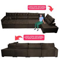 Sofá de Canto 4,80x2,36m Retrátil e Reclinável com Molas Cama inBox Platinum Direito Suede Café