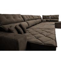 Sofá de Canto 4,80x2,36m Retrátil e Reclinável com Molas Cama inBox Platinum Direito Suede Café - 5