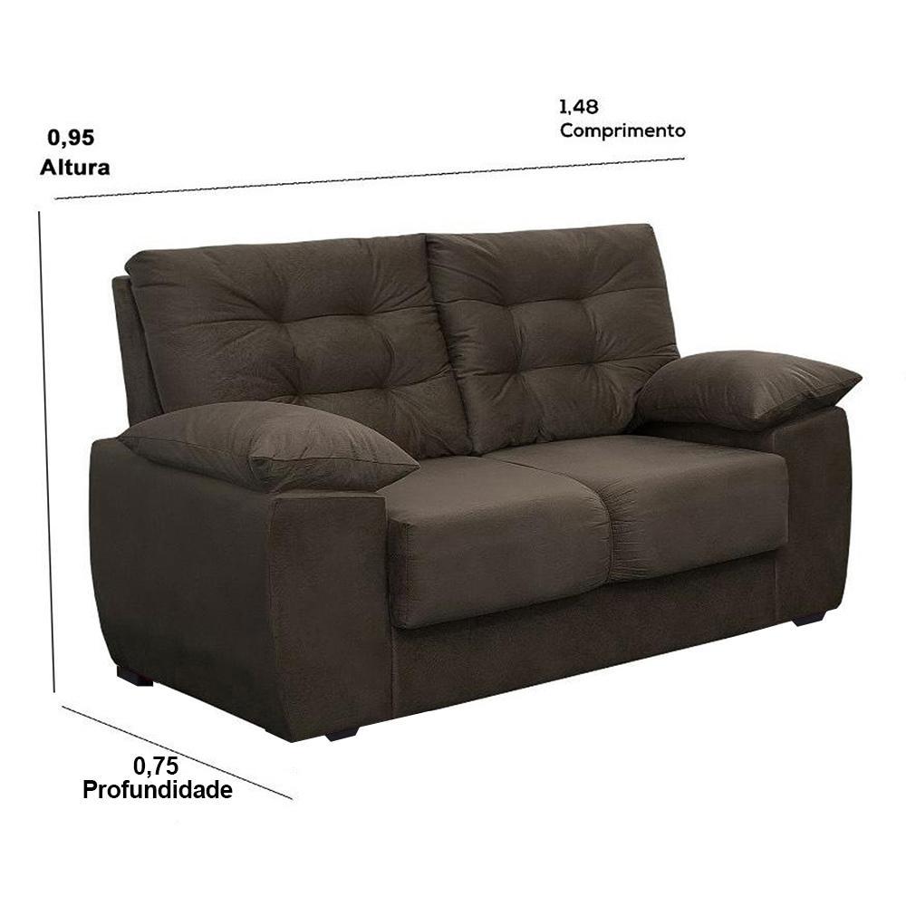 Sofá Luxemburgo 2 Lugares Tecido Suede Café - Moveis Marfim - 2
