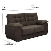 Sofá Luxemburgo 2 Lugares Tecido Suede Café - Moveis Marfim - 2