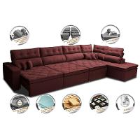 Sofá de Canto 4,80x2,36m Retrátil e Reclinável com Molas Cama inBox Platinum Direito Suede Vinho - 3