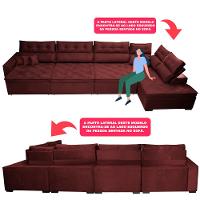 Sofá de Canto 4,80x2,36m Retrátil e Reclinável com Molas Cama inBox Platinum Direito Suede Vinho