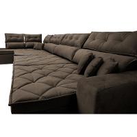 Sofá de Canto 4,80x2,36m Retrátil e Reclinável com Molas Cama inBox Platinum Esquerdo Suede Café - 5
