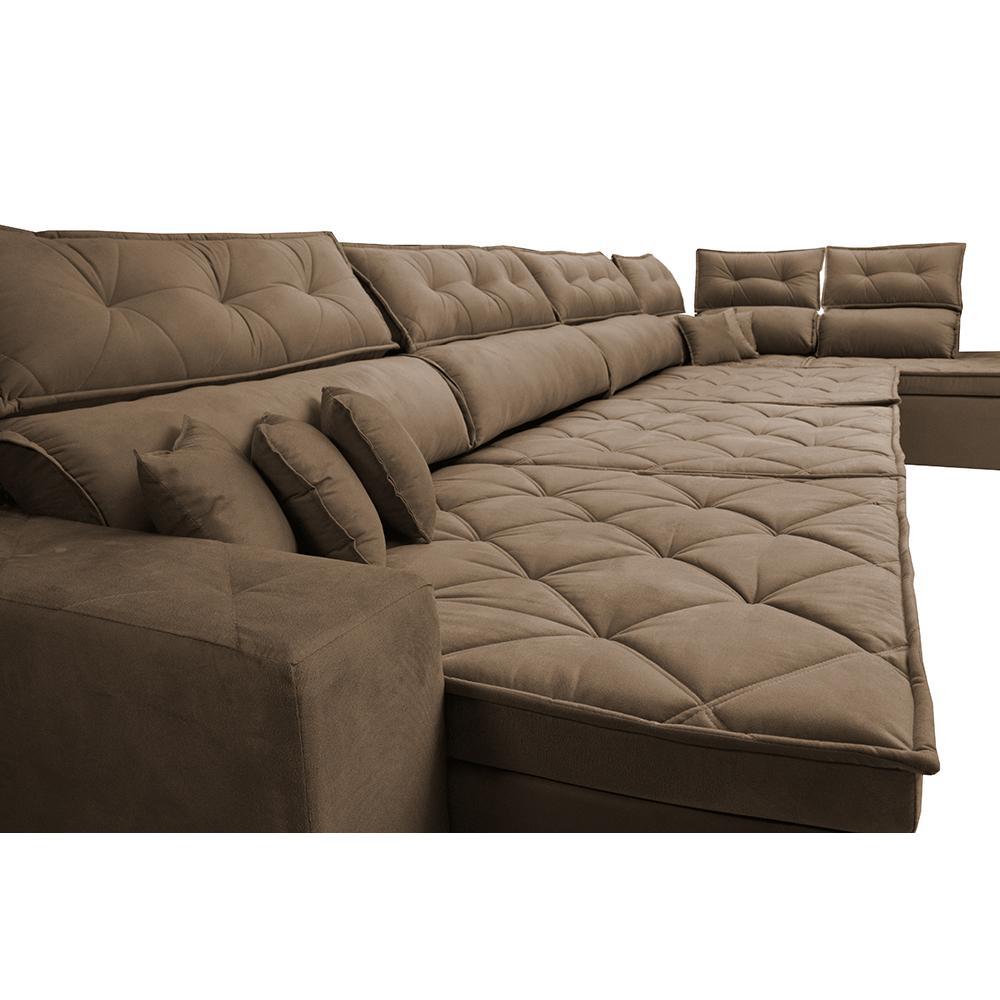 Sofá de Canto 4,80x2,36m Retrátil e Reclinável com Molas Cama inBox Platinum Direito Suede Castor - 5