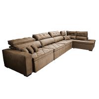 Sofá de Canto 4,80x2,36m Retrátil e Reclinável com Molas Cama inBox Platinum Direito Suede Castor - 8