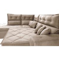 Sofá de Canto 2,60x2,36m Retrátil e Reclinável com Molas Cama inBox Platinum Esquerdo Suede Bege - 5