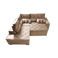 Sofá de Canto 2,60x2,36m Retrátil e Reclinável com Molas Cama inBox Platinum Esquerdo Suede Bege - 6
