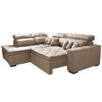 Sofá de Canto 2,60x2,36m Retrátil e Reclinável com Molas Cama inBox Platinum Esquerdo Suede Bege - 7