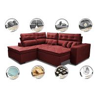 Sofá de Canto 2,60x2,36m Retrátil e Reclinável com Molas Cama inBox Platinum Esquerdo Suede Vinho - 3