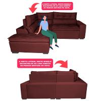 Sofá de Canto 2,60x2,36m Retrátil e Reclinável com Molas Cama inBox Platinum Esquerdo Suede Vinho
