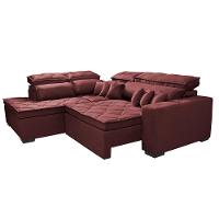 Sofá de Canto 2,60x2,36m Retrátil e Reclinável com Molas Cama inBox Platinum Esquerdo Suede Vinho - 7