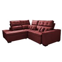 Sofá de Canto 2,60x2,36m Retrátil e Reclinável com Molas Cama inBox Platinum Esquerdo Suede Vinho - 8