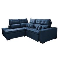 Sofá de Canto 2,60x2,36m Retrátil e Reclinável com Molas Cama inBox Platinum Esquerdo Suede Azul - 7