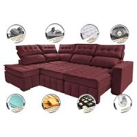 Sofá de Canto Esquerdo 2,65x2,30m Retrátil e Reclinável com Molas Ensacadas Cama inBox Nobre Vinho - 3