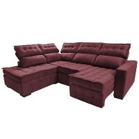 Sofá de Canto Esquerdo 2,65x2,30m Retrátil e Reclinável com Molas Ensacadas Cama inBox Nobre Vinho - 8