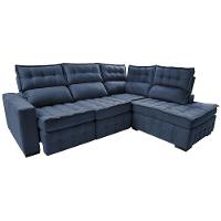 Sofá de Canto Direito 2,65x2,30m Retrátil e Reclinável com Molas Ensacadas Cama inBox Nobre Azul - 8