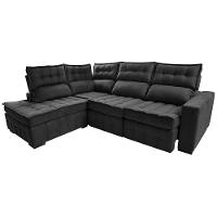 Sofá de Canto Esquerdo 2,65x2,30m Retrátil e Reclinável com Molas Ensacadas Cama inBox Nobre Preto - 7