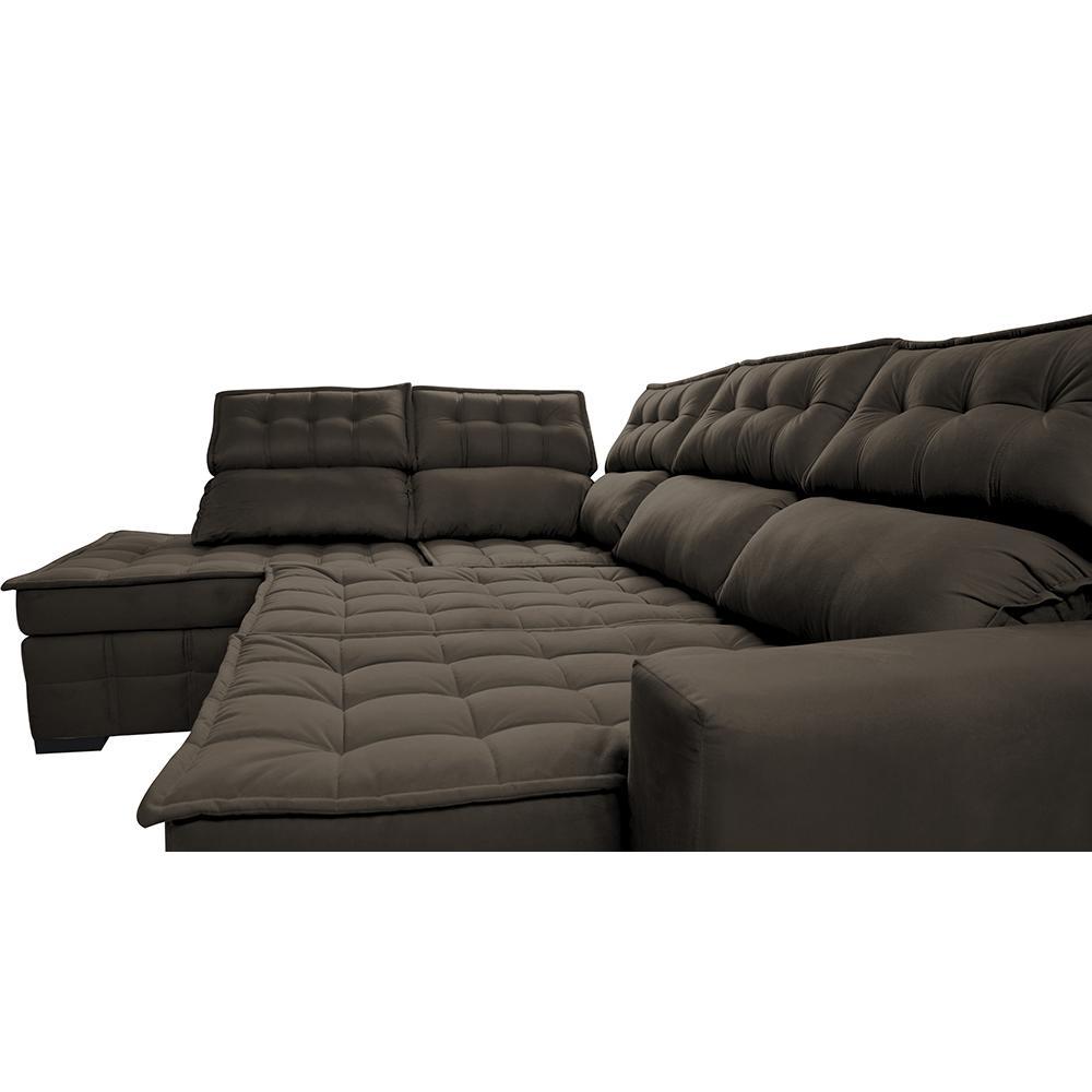 Sofá de Canto Esquerdo 2,65x2,30m Retrátil e Reclinável com Molas Ensacadas Cama inBox Nobre Café - 5