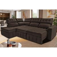 Sofá de Canto Esquerdo 2,65x2,30m Retrátil e Reclinável com Molas Ensacadas Cama inBox Nobre Café - 1