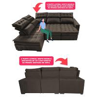 Sofá de Canto Esquerdo 2,65x2,30m Retrátil e Reclinável com Molas Ensacadas Cama inBox Nobre Café