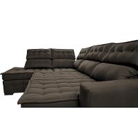 Sofá de Canto Esquerdo 2,65x2,30m Retrátil e Reclinável com Molas Ensacadas Cama inBox Nobre Café - 5