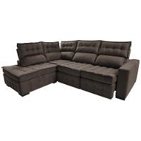 Sofá de Canto Esquerdo 2,65x2,30m Retrátil e Reclinável com Molas Ensacadas Cama inBox Nobre Café - 7