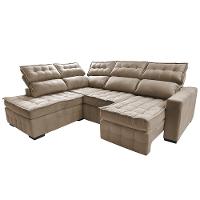 Sofá de Canto Esquerdo 2,65x2,30m Retrátil e Reclinável com Molas Ensacadas Cama inBox Nobre Bege - 8