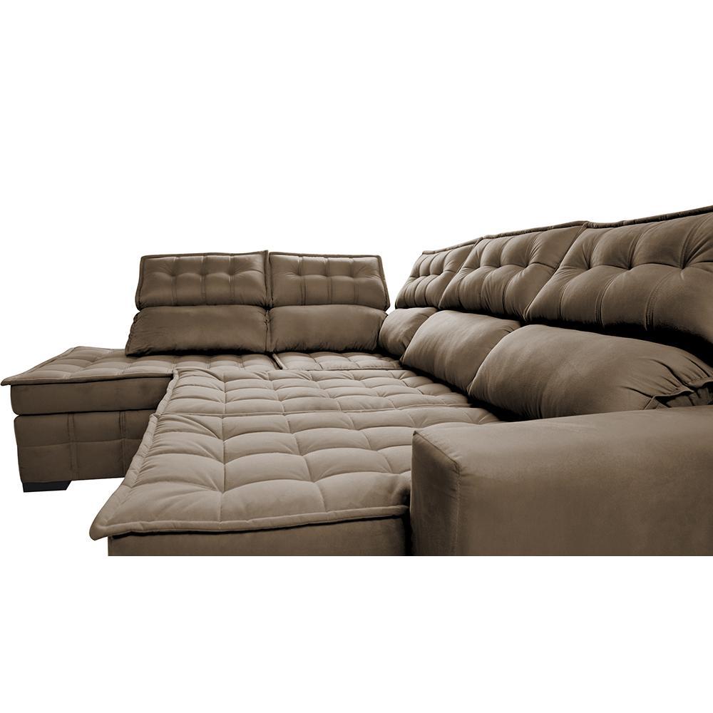 Sofá de Canto Esquerdo 2,65x2,30m Retrátil e Reclinável com Molas Ensacadas Cama inBox Nobre Castor - 1