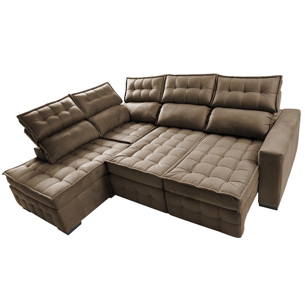 Sofá de Canto Esquerdo 2,65x2,30m Retrátil e Reclinável com Molas Ensacadas Cama inBox Nobre Castor - 6