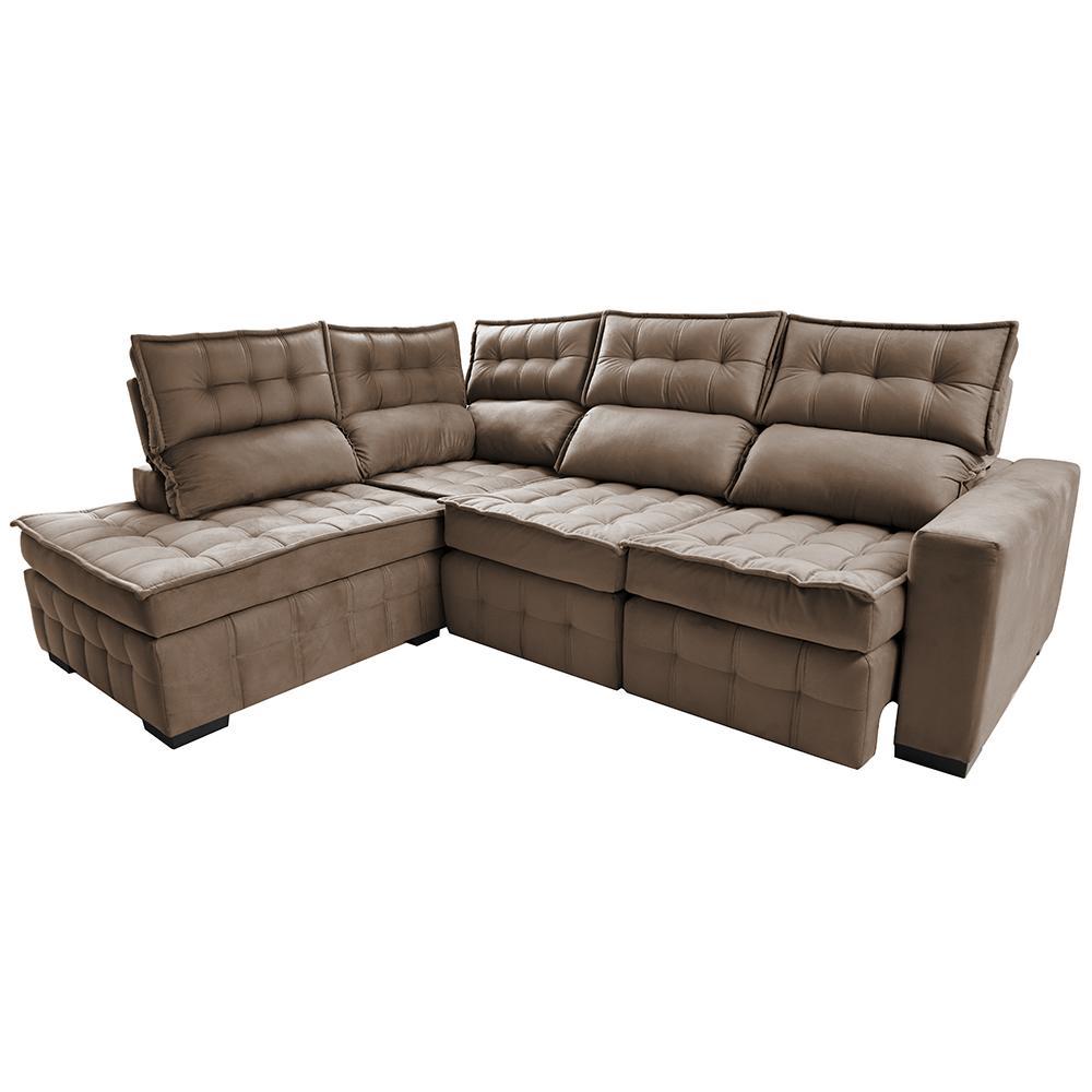 Sofá de Canto Esquerdo 2,65x2,30m Retrátil e Reclinável com Molas Ensacadas Cama inBox Nobre Castor - 7