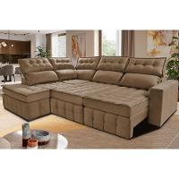 Sofá de Canto Esquerdo 2,65x2,30m Retrátil e Reclinável com Molas Ensacadas Cama inBox Nobre Castor - 2