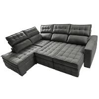 Sofá de Canto Esquerdo 2,65x2,30m Retrátil e Reclinável com Molas Ensacadas Cama inBox Nobre Cinza - 6