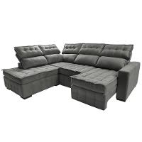 Sofá de Canto Esquerdo 2,65x2,30m Retrátil e Reclinável com Molas Ensacadas Cama inBox Nobre Cinza - 8