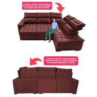 Sofá de Canto Direito 2,65x2,30m Retrátil e Reclinável com Molas Ensacadas Cama inBox Nobre Vinho