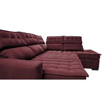 Sofá de Canto Direito 2,65x2,30m Retrátil e Reclinável com Molas Ensacadas Cama inBox Nobre Vinho - 5