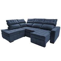 Sofá de Canto Esquerdo 2,65x2,30m Retrátil e Reclinável com Molas Ensacadas Cama inBox Nobre Azul - 7