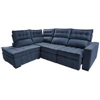 Sofá de Canto Esquerdo 2,65x2,30m Retrátil e Reclinável com Molas Ensacadas Cama inBox Nobre Azul - 8