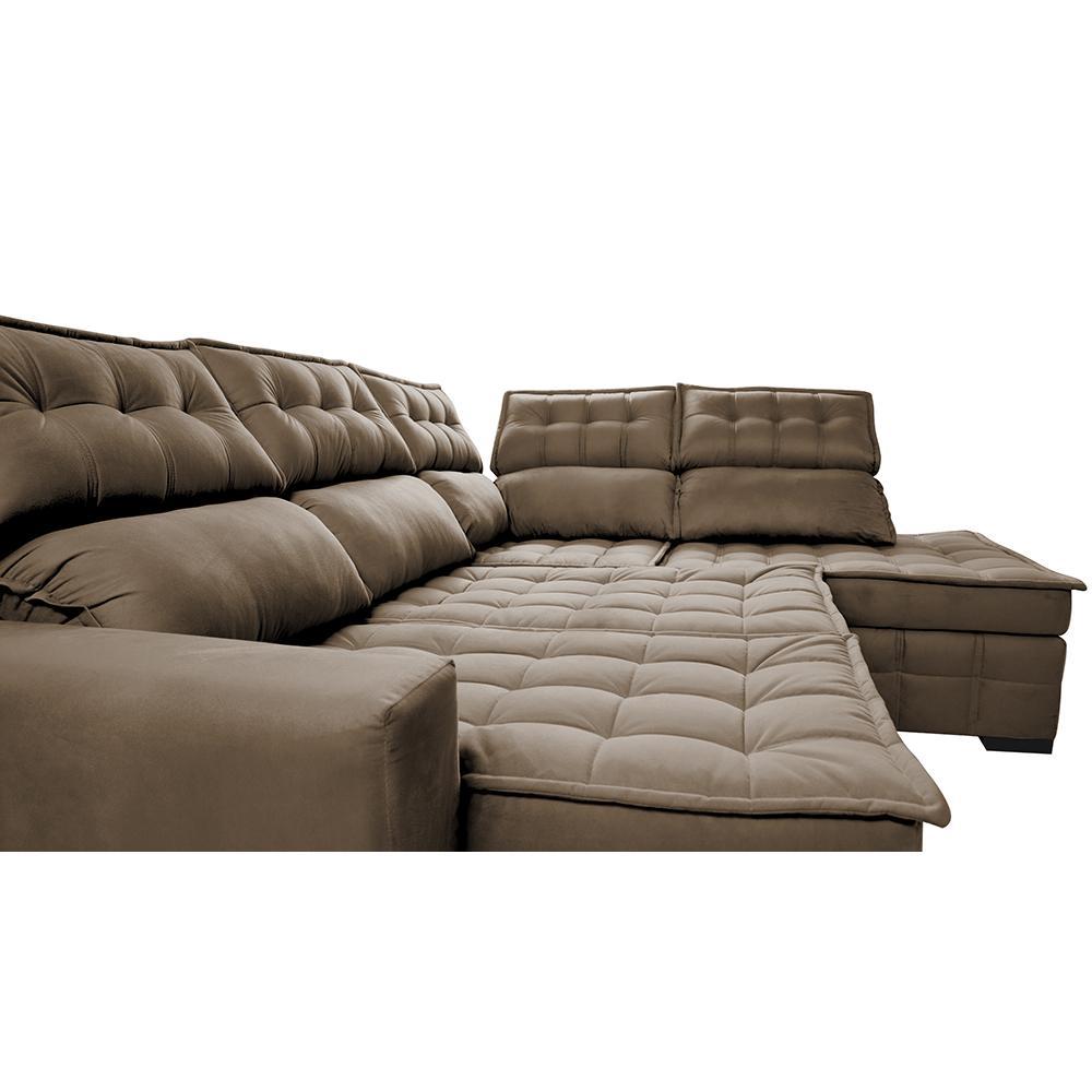 Sofá de Canto Direito 2,65x2,30m Retrátil e Reclinável com Molas Ensacadas Cama inBox Nobre Castor - 1