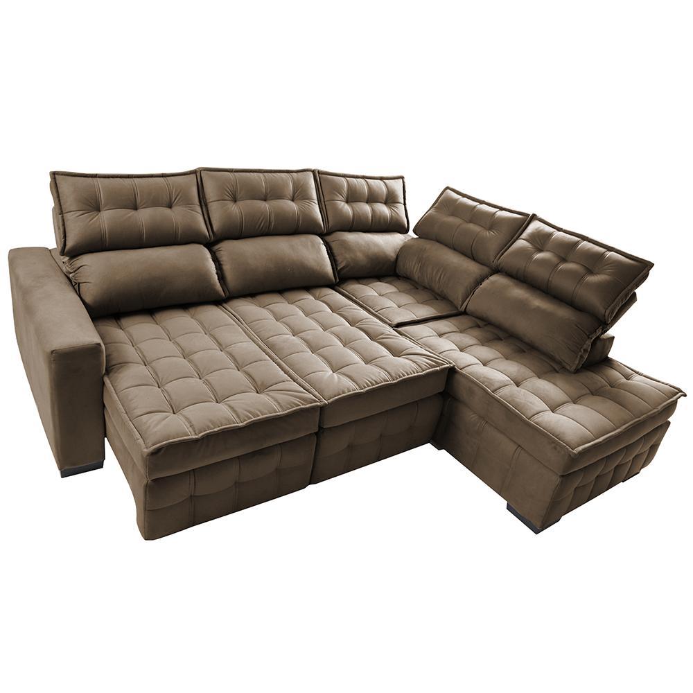 Sofá de Canto Direito 2,65x2,30m Retrátil e Reclinável com Molas Ensacadas Cama inBox Nobre Castor - 6