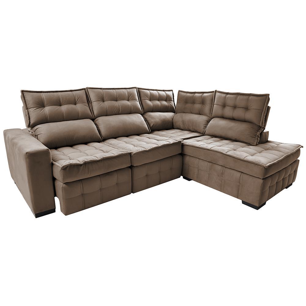 Sofá de Canto Direito 2,65x2,30m Retrátil e Reclinável com Molas Ensacadas Cama inBox Nobre Castor - 7