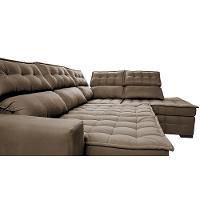 Sofá de Canto Direito 2,65x2,30m Retrátil e Reclinável com Molas Ensacadas Cama inBox Nobre Castor - 1