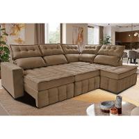 Sofá de Canto Direito 2,65x2,30m Retrátil e Reclinável com Molas Ensacadas Cama inBox Nobre Castor - 2